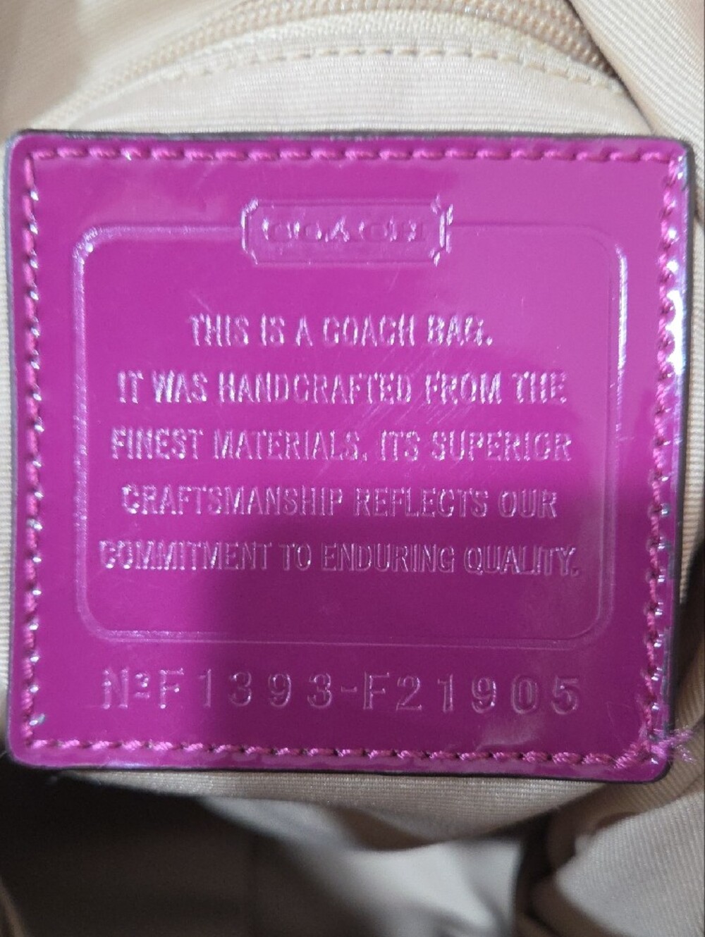 Coach Beige Signature Crossbody with Pink Accents - Picture 3 of 3
